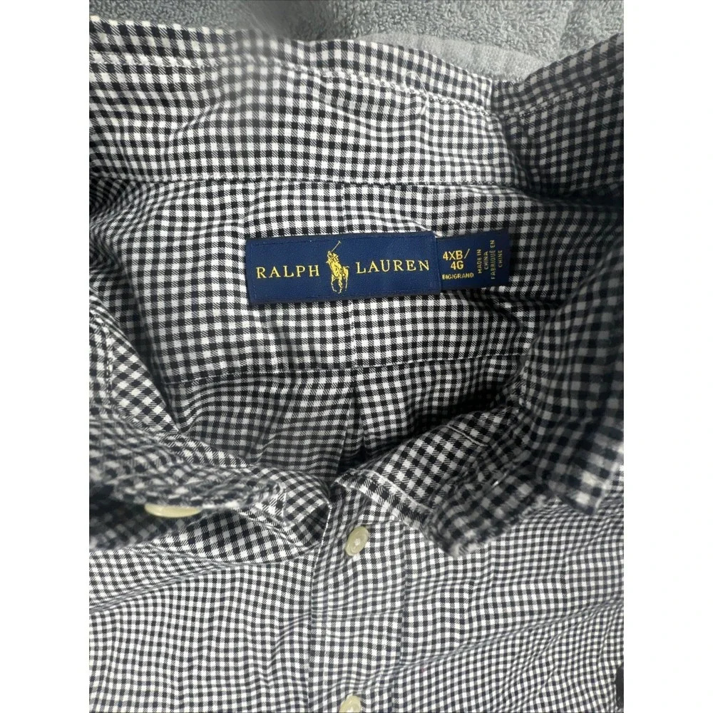 Polo Ralph Lauren Long Sleeve Button Down Black White Gingham Check Men's‎ 4XB